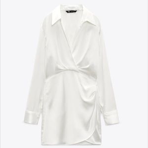 Zara short satin effect dress in white XS